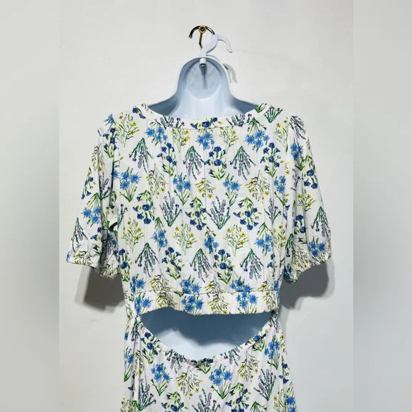 LOFT Bouquet Cutout Back Tiered Midi Dress Women’s Size Large New With Tags - Picture 4 of 6